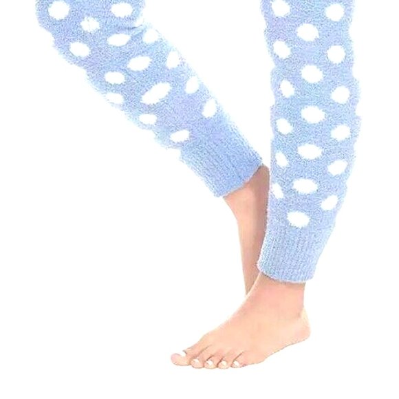 Honeydew Leggings XL Blue White Polka Dot Fuzzy Knit Sleep Lounge Pants Women's - Picture 3 of 14